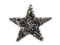 Nažehlovačka hvězda s kamínky 6 cm - antracitová