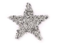 Nažehlovačka hvězda s kamínky 6 cm - stříbrná
