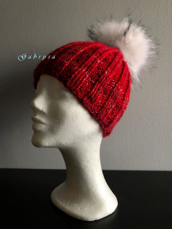 Dámská pletená čepice - červená Gabrysa