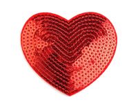 Nažehlovačka srdce s flitry 5,5 x 6 cm - červená