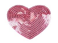 Nažehlovačka srdce s flitry 5,5 x 6 cm - růžová