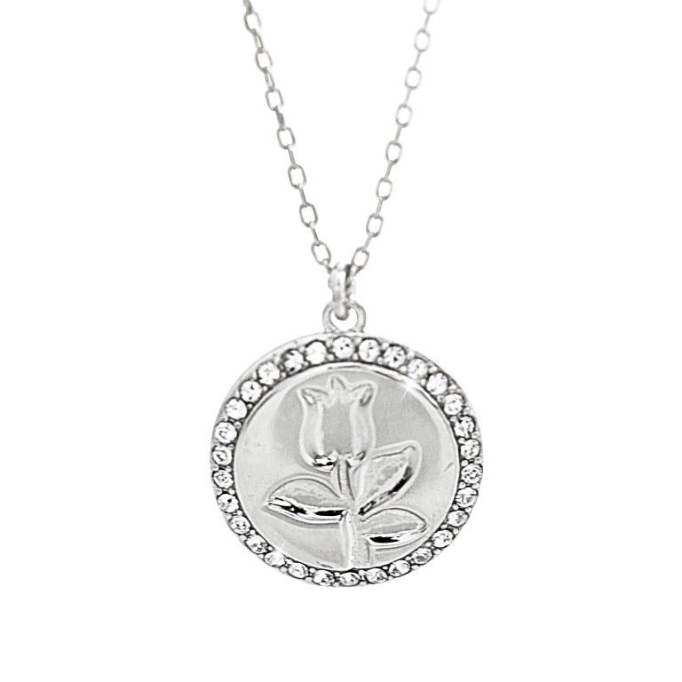 Stříbrný náhrdelník tulipán Swarovski JSB BIJOUX