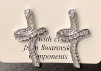 Náušnice kříž s kamínky Swarovski