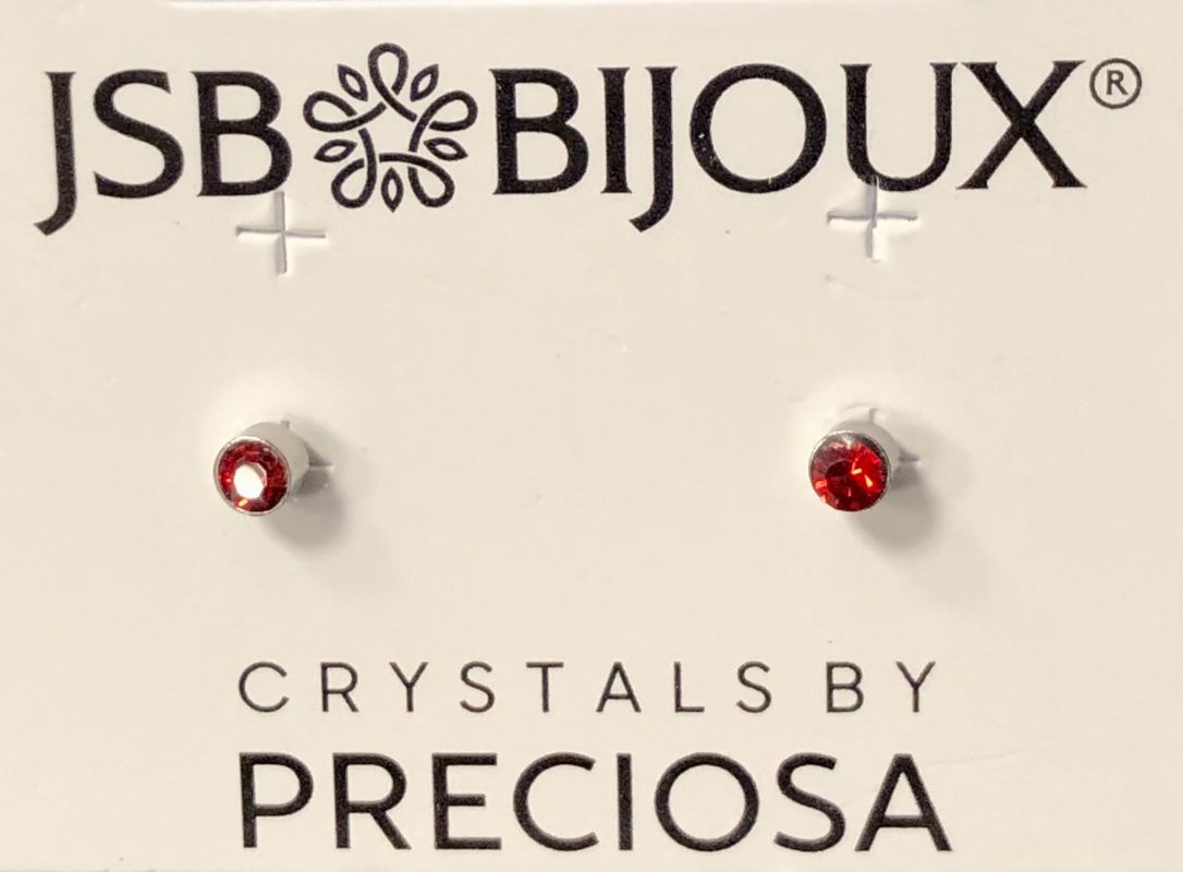 Náušnice mini tečky 3mm - červené Preciosa JSB BIJOUX