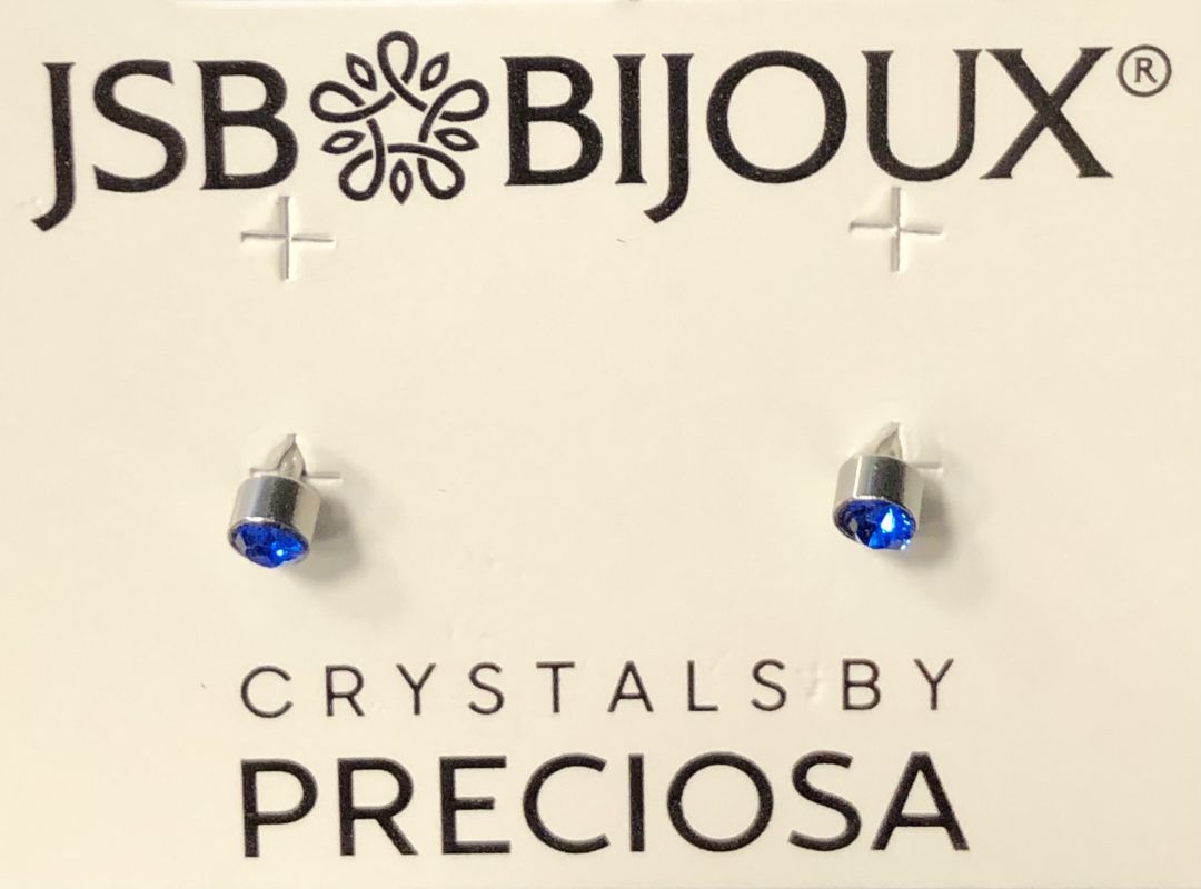 Náušnice mini tečky 3mm - modré Preciosa JSB BIJOUX