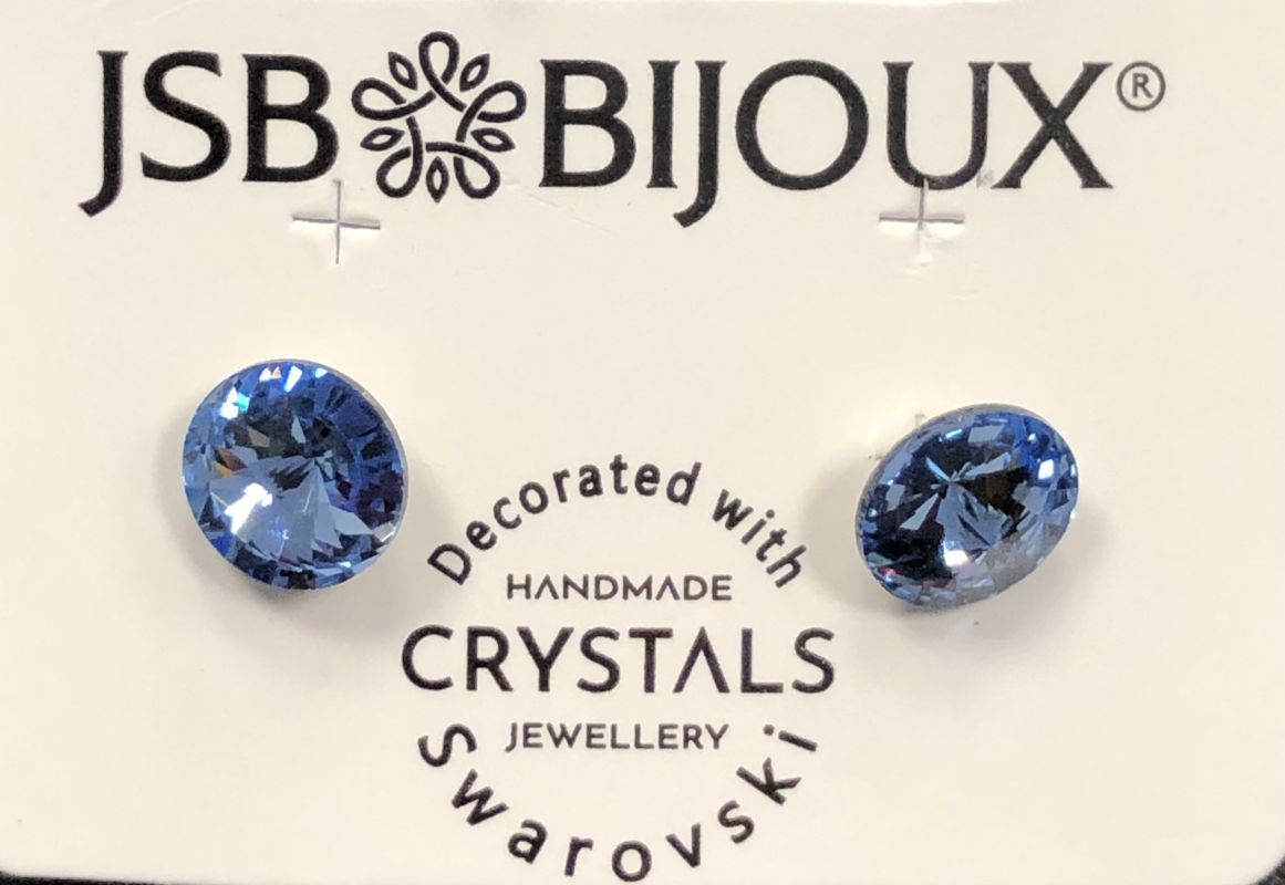 Náušnice rivoli 9mm - světle modré Swarovski JSB BIJOUX
