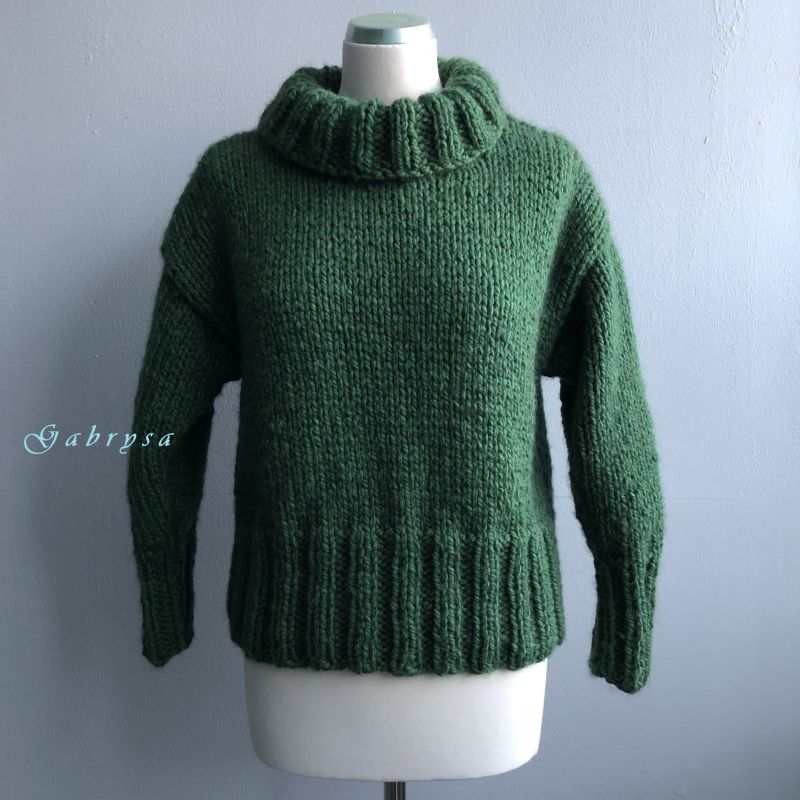 Dámský pletený svetr - tmavě zelený ( S/M ) Gabrysa