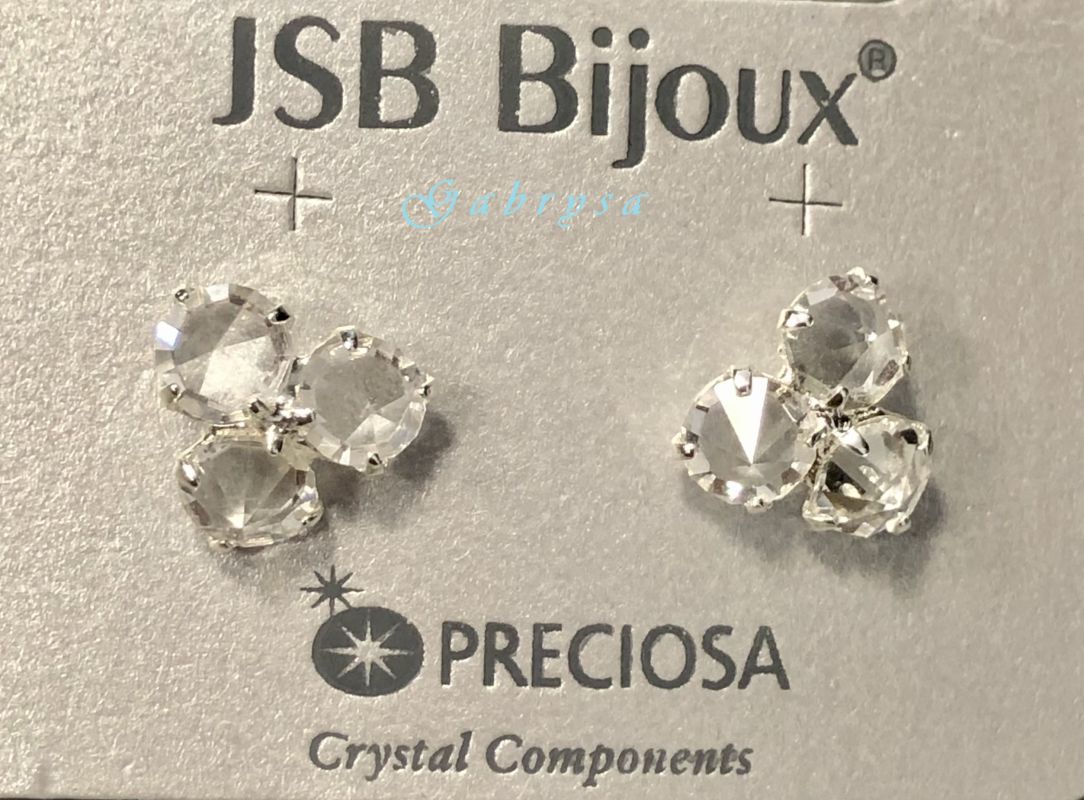 Náušnice trojlístek - bílé Preciosa JSB BIJOUX