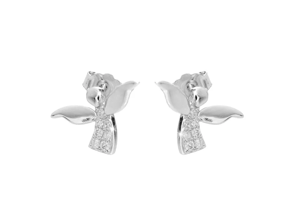 Stříbrné náušnice mini andělíček Swarovski JSB BIJOUX