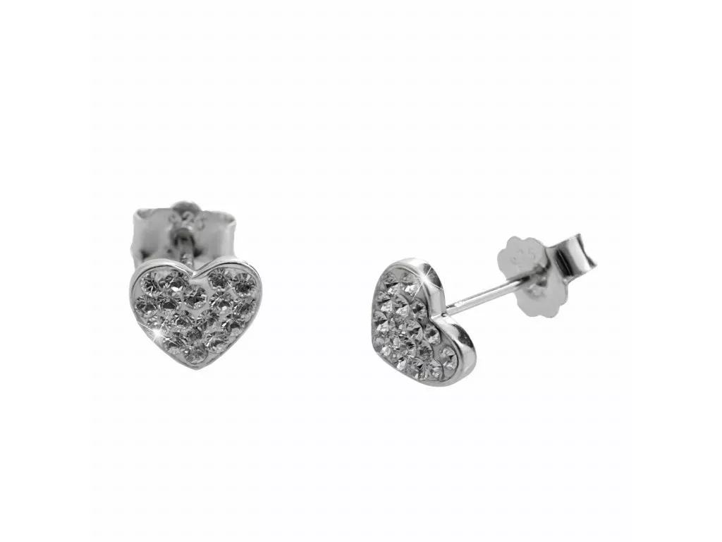 Stříbrné náušnice mini srdce Swarovski JSB BIJOUX