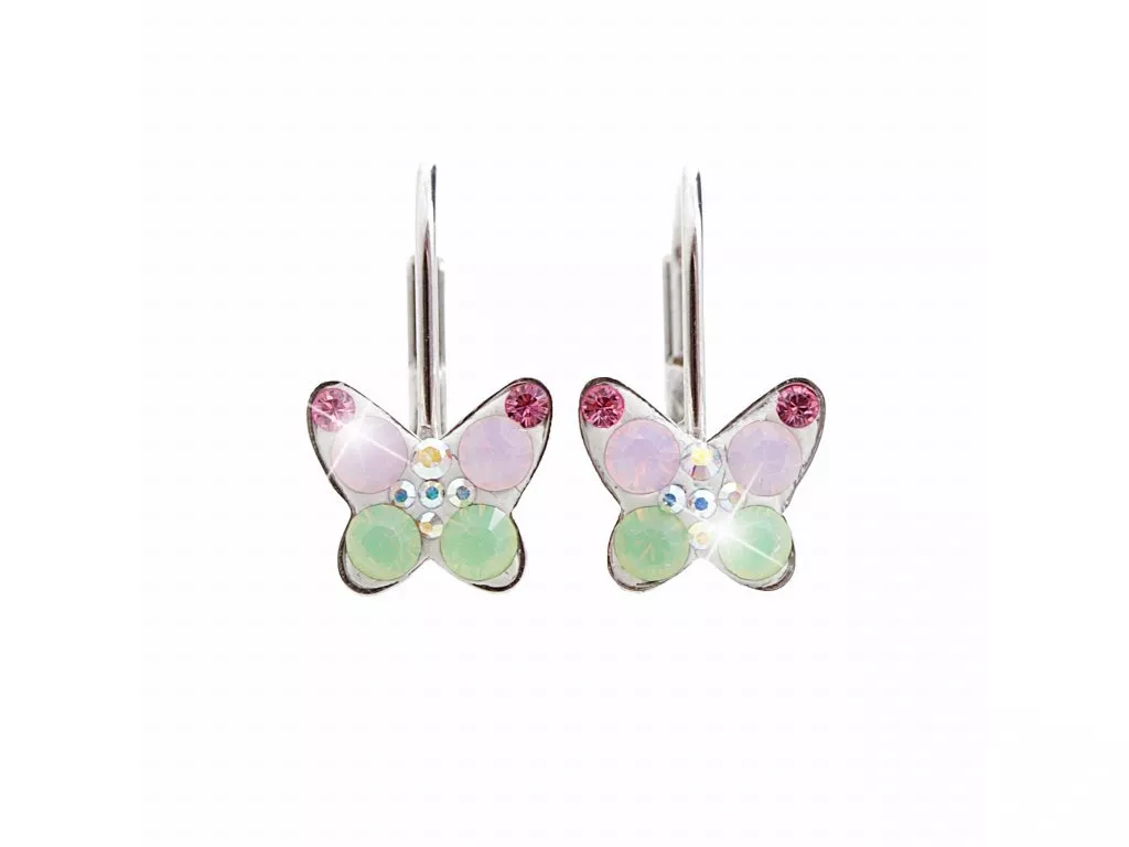 Stříbrné náušnice motýlek Swarovski JSB BIJOUX