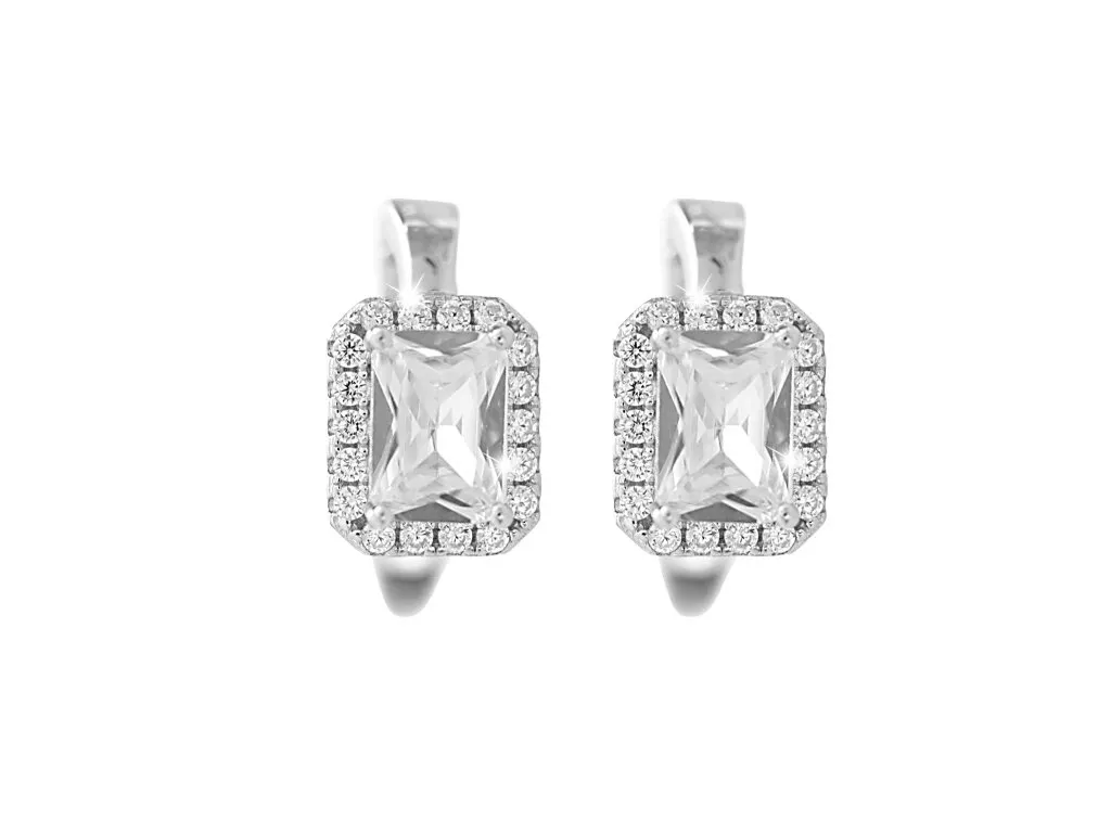 Stříbrné náušnice obdélník Swarovski JSB BIJOUX