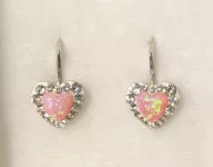 Stříbrné náušnice opálové srdce Swarovski JSB BIJOUX