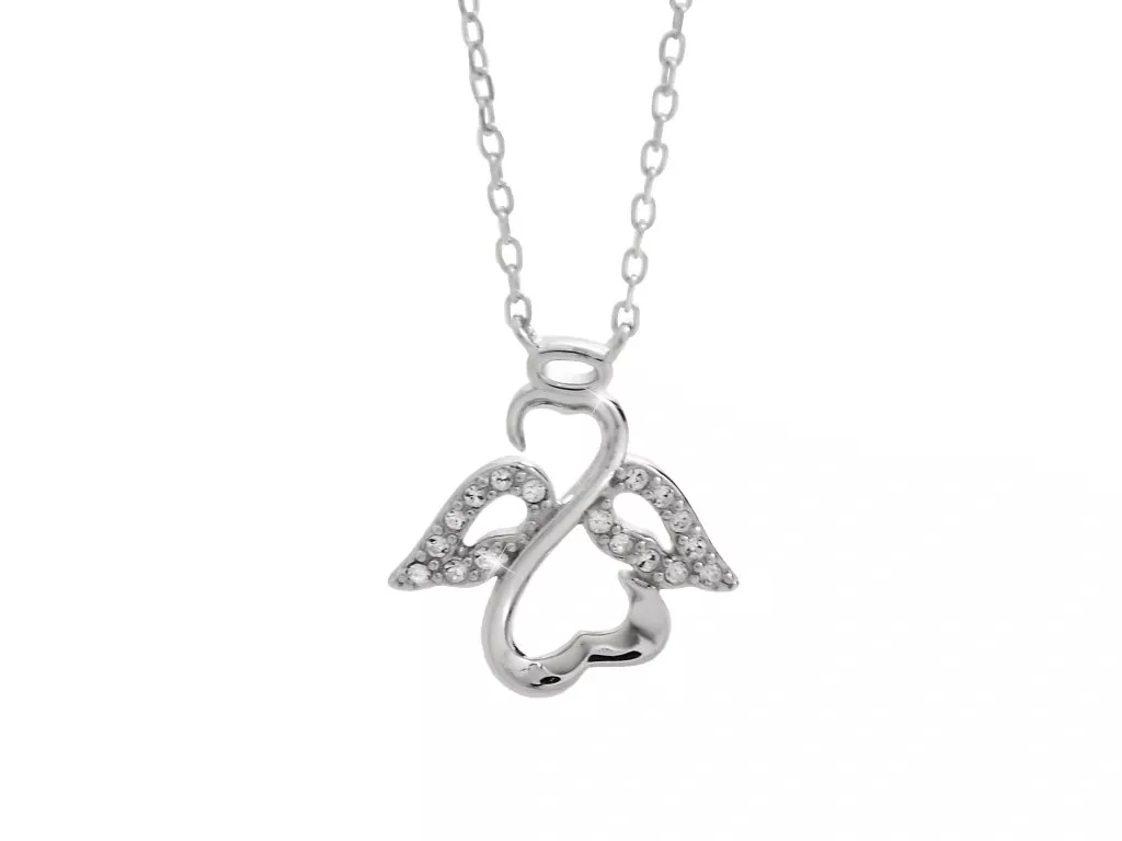 Stříbrný náhrdelník anděl srdceinfinity Swarovski JSB BIJOUX