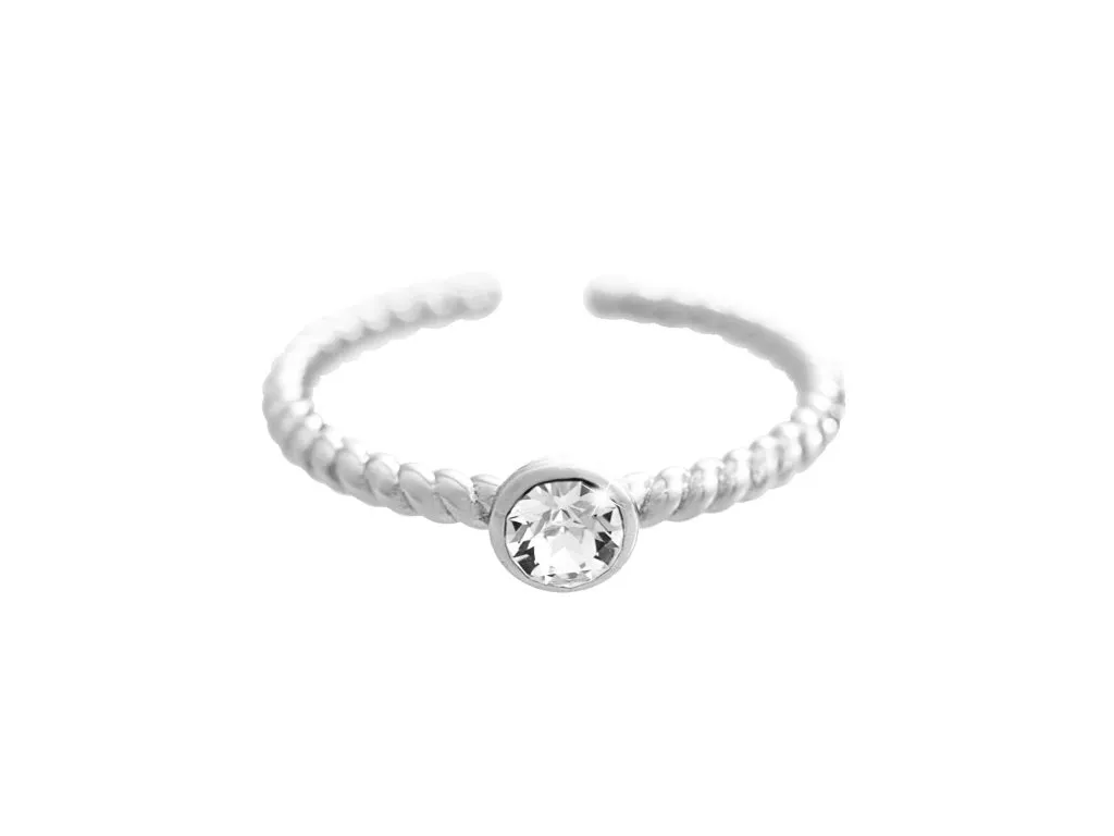 Stříbrný prsten kroucený s krystalem Swarovski JSB BIJOUX
