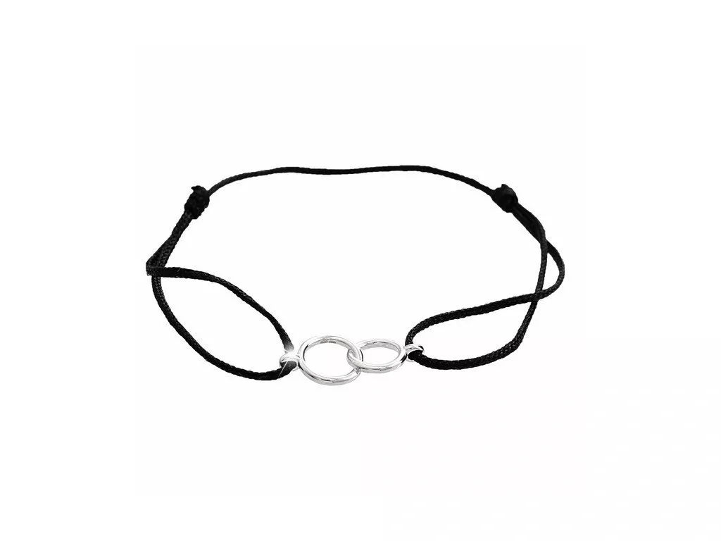 Stříbrný šňůrkový náramek kroužky snů JSB BIJOUX