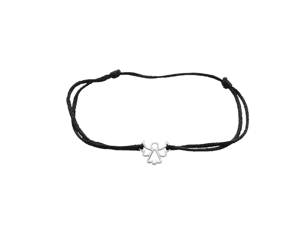 Stříbrný šňůrkový náramek mini anděl JSB BIJOUX