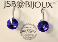 Náušnice rivoli 9mm - tmavě fialové Swarovski