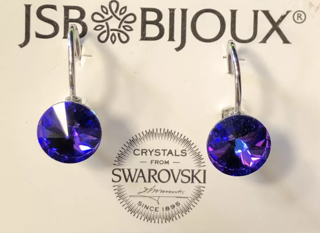 Náušnice rivoli 9mm - tmavě fialové Swarovski JSB BIJOUX