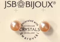 Náušnice s perličkou - oranžové Swarovski