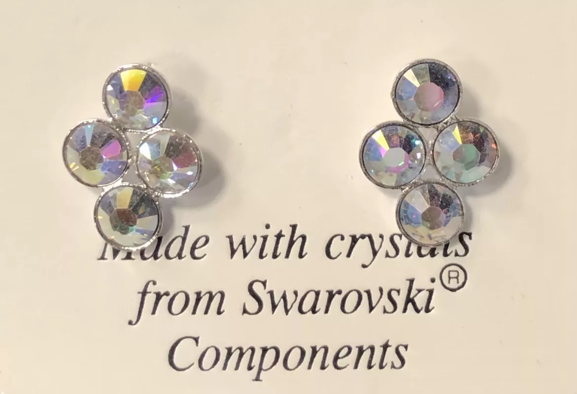 Náušnice šatonové růže - duhové Swarovski JSB BIJOUX