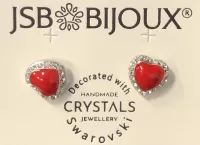 Náušnice srdíčko - červené Swarovski