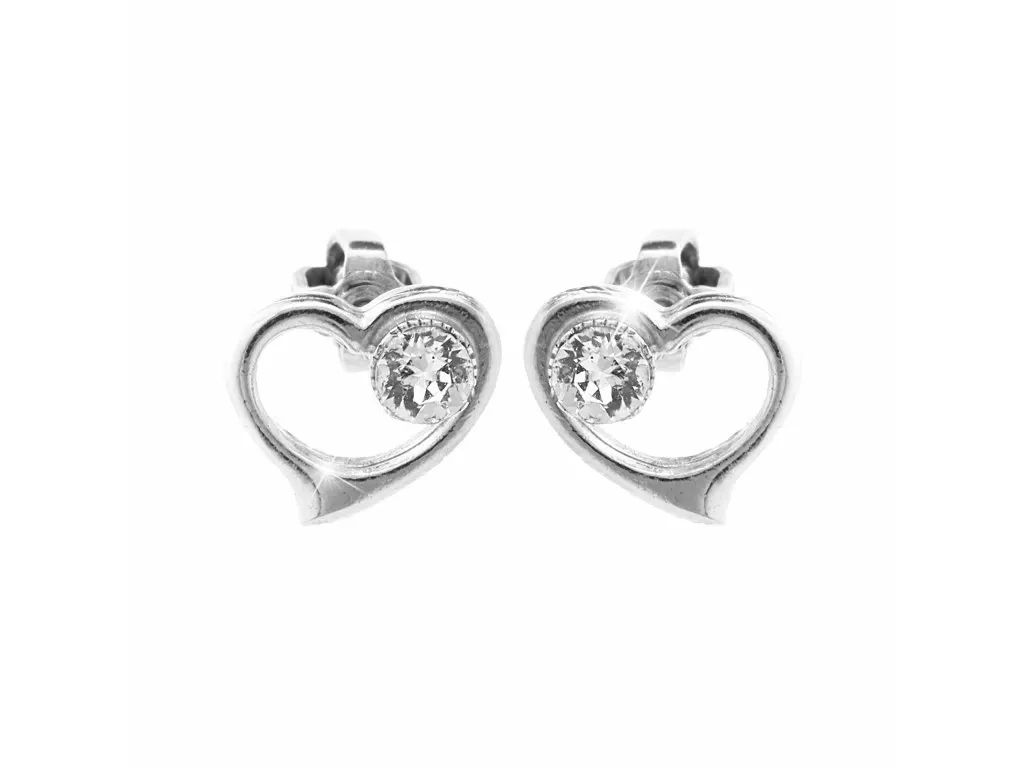 Stříbrné náušnice mini srdíčko Swarovski JSB BIJOUX