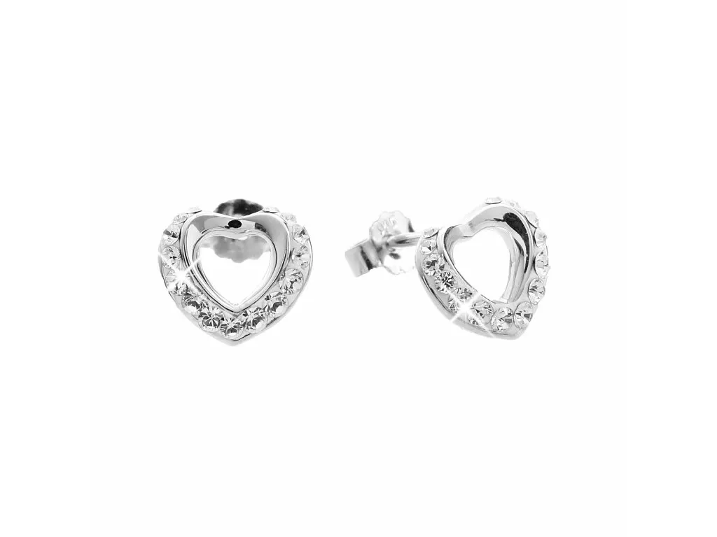 Stříbrné náušnice mini srdíčko Swarovski JSB BIJOUX