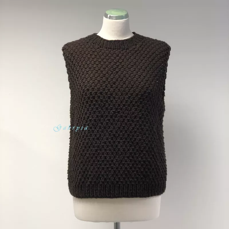 Dámská pletená vesta - tmavě hnědá ( M/L ) Gabrysa