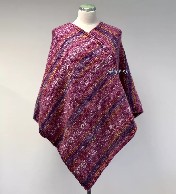 Dámské pletené pončo - fialovorůžové ( S/L ) Gabrysa