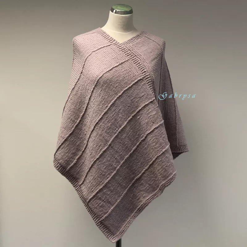Dámské pletené pončo - růžovofialkové ( S/L ) Gabrysa