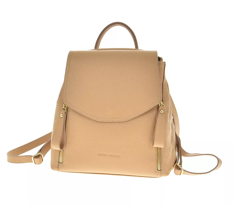 Kožený batoh - béžový Laura Biaggi