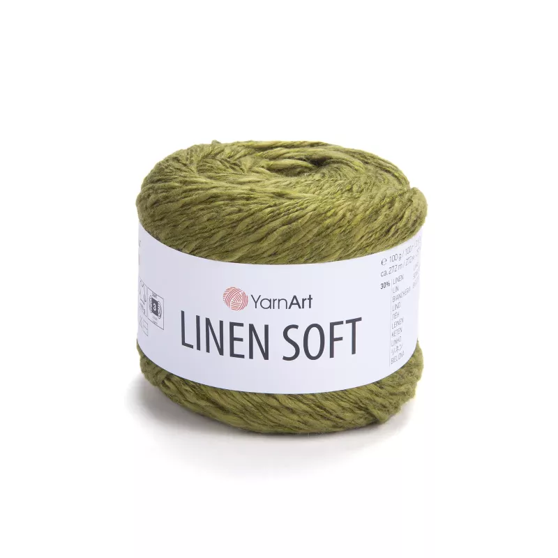 Příze Linen Soft - khaki zelená YarnArt