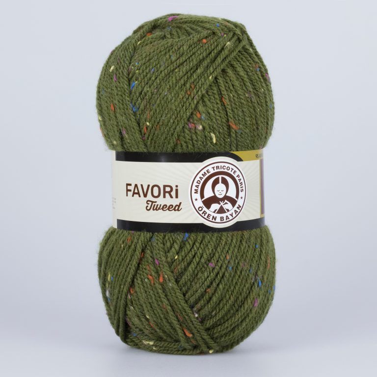 Příze Favori Tweed - khaki Madame Tricote Paris